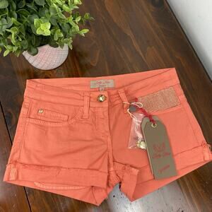 Elizabetta Franchi Betty Blue Orange Studded Shorts Size 26/2 Made in Italy